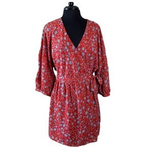 ALLISON JOY Red Floral Dress Wrap Large EVEREVE